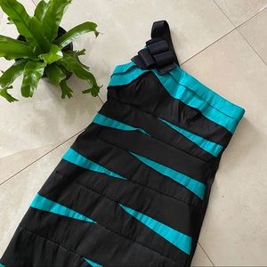 Black and teal dress